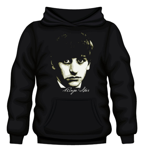 Poleron Canguro Con Capucha Estampado - Rock - The Beatles Ringo Starr