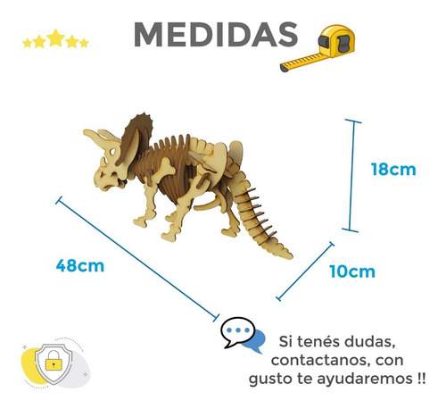 Imagen 4 de 6 de Rompecabezas 3d Dinosaurio Triceratops Para Armar