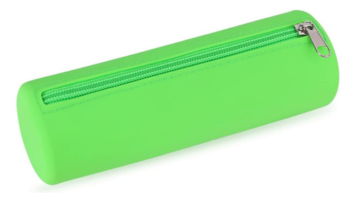 Bolsa De Lápiz Cilíndrica Verde De Silicona