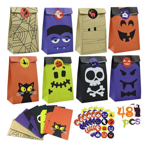 48 Bolsas De Papel De Dulces De Halloween