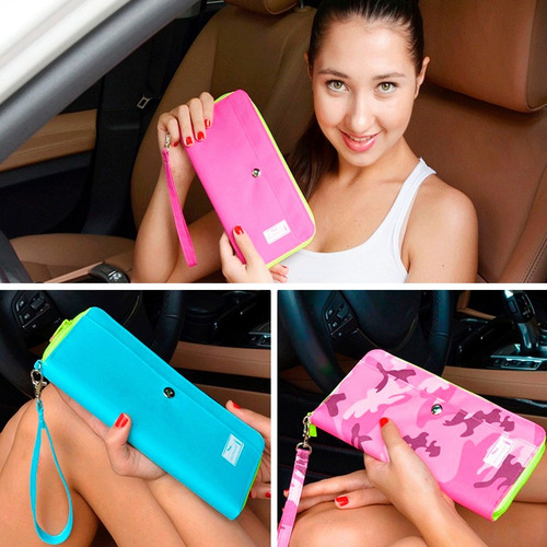 Organizador Viaje Fluo Cod509 Porta Pasaporte Tarjetero