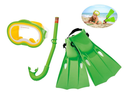 Mascara Para Buceo Intex Set Con Snorkel + Patas Rana Class