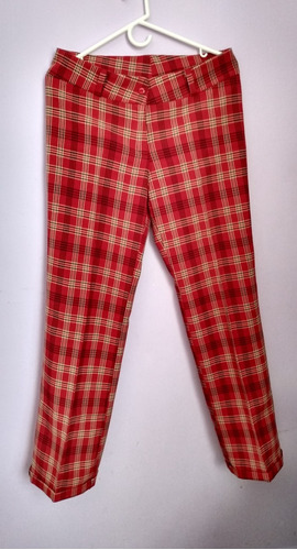 Pantalón A Cuadros Escocés Rojo - Mujer 