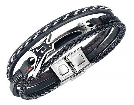 Brazalete Cuero Guitarra, Acero