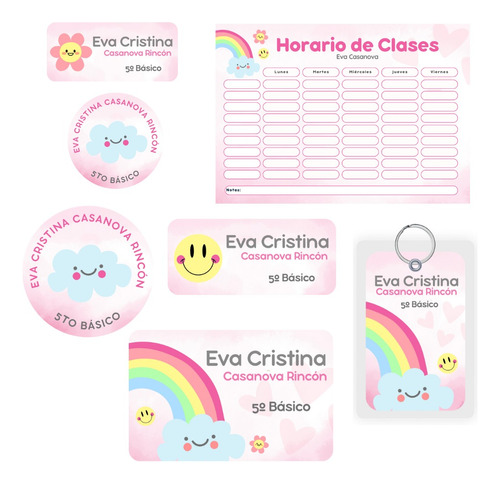 Etiquetas Escolares Personalizadas Pack Sticker Horario