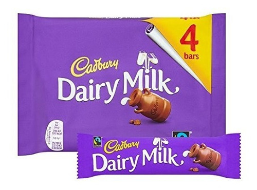 Original Cadbury Dairy Milk Chocolate Bar Paquete De Cuatro 