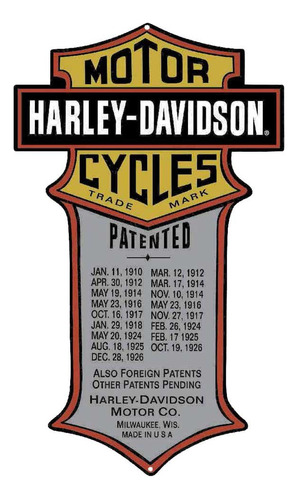 Letrero Metal Patentado Harley-davidson