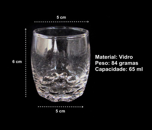 Imagem 2 de 8 de Lote De 6 Copos Pequenos Fundo Grosso Licor Aguardente 65ml