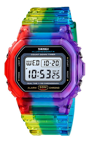 Reloj Mujer Skmei 1622 Sumergible Digital Alarma Cronometro Color de la malla Multicolor Color del fondo Blanco