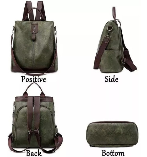Imagen 4 de 8 de Mochila Dama Eco Cuero Bolso De Mujer Queen Antirrobo