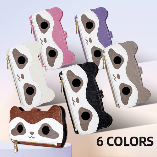 Funda Para Mujer Moto G55 5g Little Raccoon Wallet Con Ranura Para Tarjetas, Espejo De Maquillaje, Correa De Mano, Correa De Hombro, 6 Colores