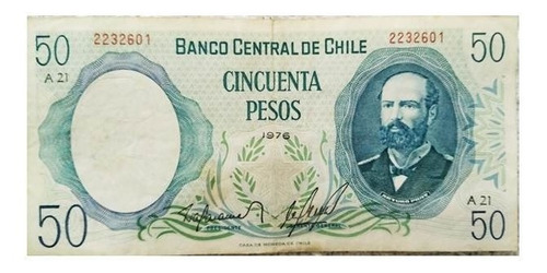 Billete Peso Chileno  50  Año   1976 