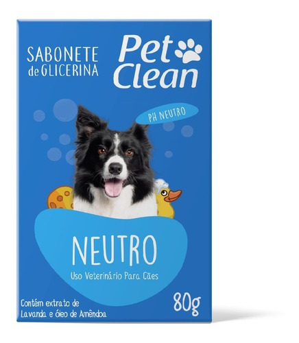 Sabonete Neutro Pet Clean 80g Para Cães E Gatos