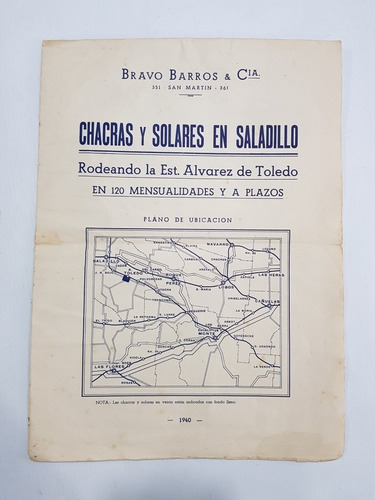  Saladillo Antiguo Loteo Chacras Plano Original Mag 58070