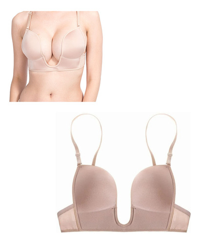 Brasier Bra Push Invisible Respirable Escote Profundo Tipo U