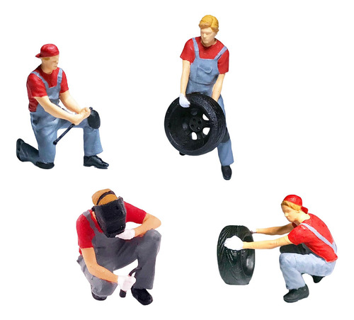 Resina 1/64 Personas Pequeñas Figuras De Juego De B Rojo