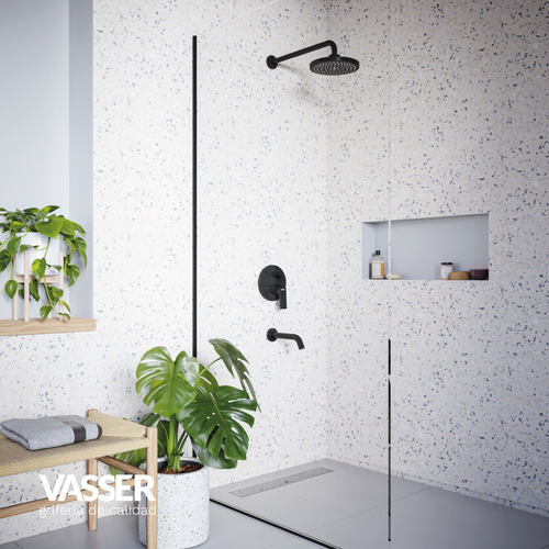 Griferia Para Ducha Baño Vasser De Embutir Zafiro Negro