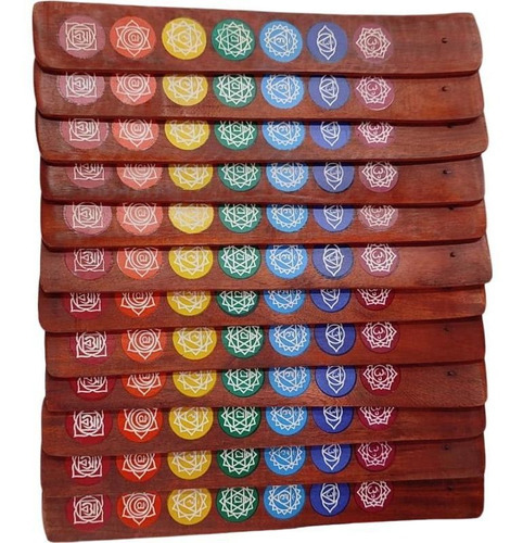 Incensário Indiano Régua De Madeira Kit Com 12 Unidades Cor Marrom Chakras