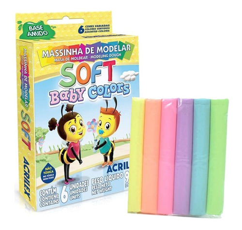 Massinha De Modelar 6 Cores 90g Soft Baby Colors Acrilex