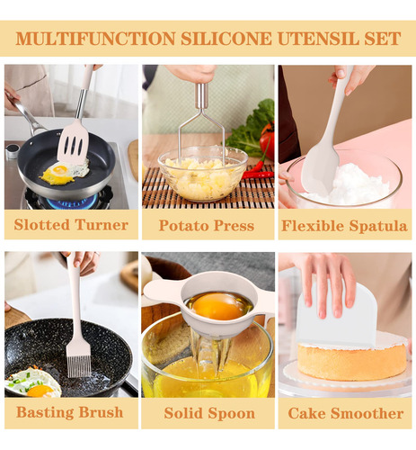 Set De Cocina De Silicona 43 Piezas Resistentes Al Calor Con