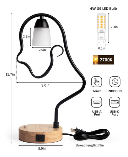 Lámpara De Mesa Moderna Con Control Táctil, Lámpara De Escri