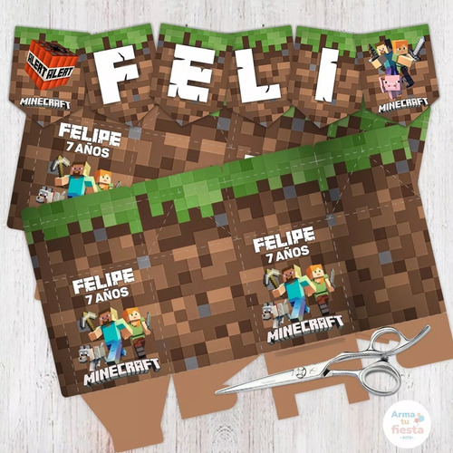 Kit Imprimible Minecraft Personalizado Full+obsequios