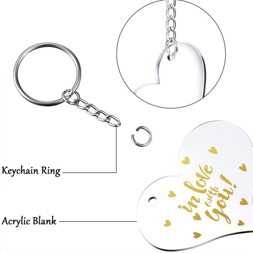 Heart Acrylic Acrylic Keychain Key Ring 30 Pcs