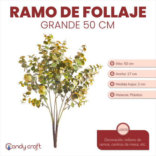 Ramo De Follaje Grande 50cm Artificial Deco Centro De Mesa