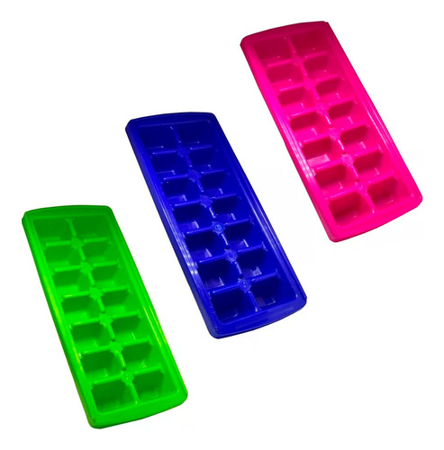 Combo Set X 3 Cubeteras Hieleras Plásticas Hielo Colores