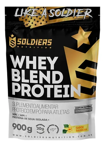 Whey Blend Protein Concent Isolado 900g Soldiers Nutrition Sabor Baunilha