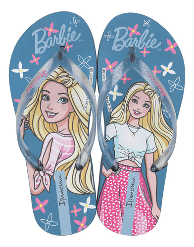 Chinelo Infantil Ipanema Barbie Azul Com Glitter Qualidade