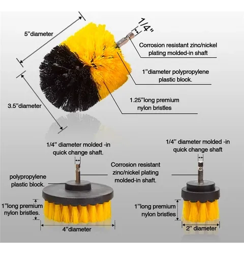 Kit De 3 Cepillos Para Taladro Pulidora Limpieza Auto Tapiz