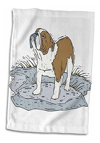 Toalla De Bulldog Inglés 3d Rose Cute And Cuddly Canine Tan,