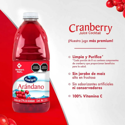 Bebida Con Arándano Ocean Spray 2 Pzas De 2.83 L C/u