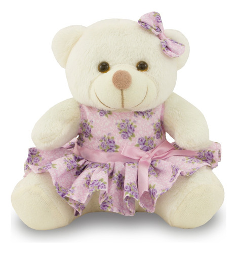 Ursa Floral Para Decoração Infantil 45cm - Anti-alérgica Cor Baunilha