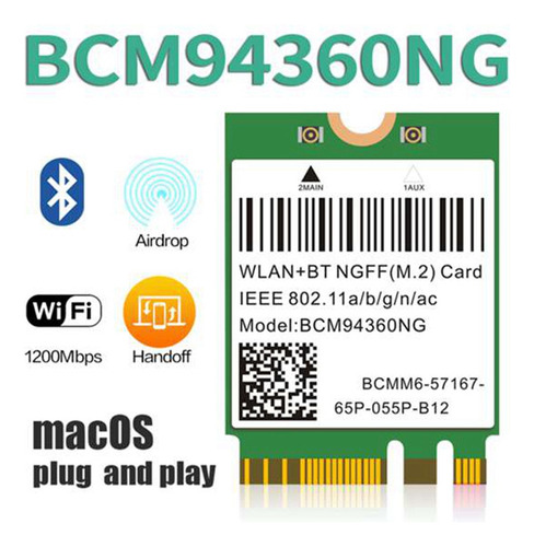 Cartão Wifi Bcm94360ng De Banda Dupla 1200mbps Para Macos Ha