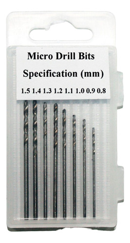 Set 8 Micro Mechas Para Taladros Acero 0,8mm A 1,5mm