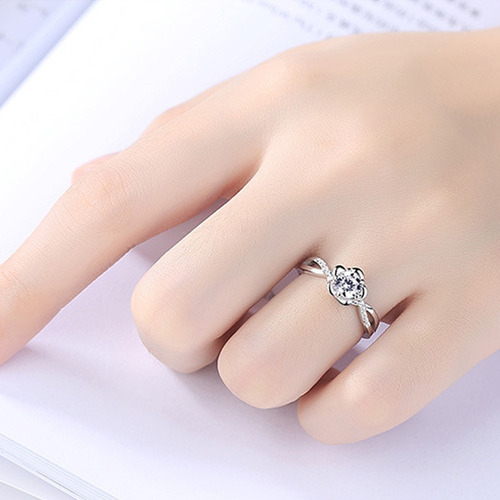 Imagen 3 de 6 de Anillo Moderno De Plata 925 Flor Melocotón