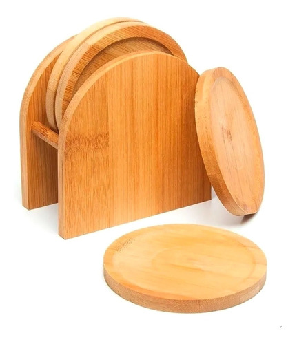 Set De 4 Posavasos De Madera Bamboo | Recoleta