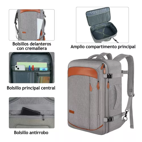 Mochila de viaje de 40 litros, mochila de transporte aprobada por vuelo,  mochila de mano extra grande expandible para hombres y mujeres, mochila