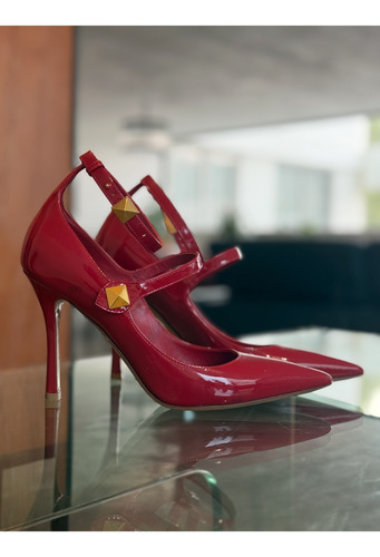 Valentino Garavani Tacones Mujer 37 Rockstud Rojo Charol (Usado)