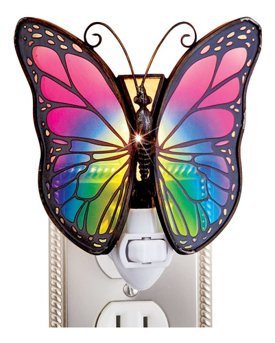 Colorido Vidriera Estilo Mariposa Noche Luz