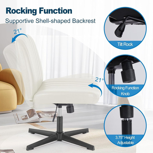 Silla De Escritorio Giratoria Ajustable Muy Cómoda De Tela Blanco Tela