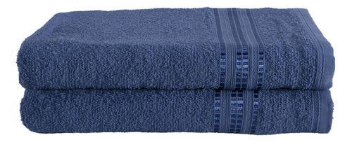 Jogo De 2 Toalhas De Banho Dianneli Linea - 100% Algodão Cor Azul Jeans Liso