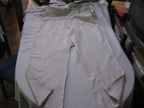 Pantalon 100% Lino Old Navy Talla W38 L32 Color Beige Impeca