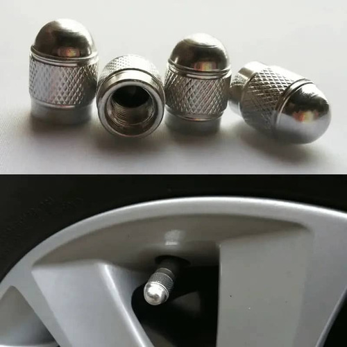 Set 4 Tapas De Válvulas Universal Tunning Para Autos Plata