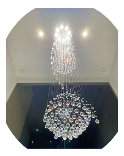 Lustre De Cristal 3 Globos Base 50 Cm A Partir 1,5 Até 1,7 M