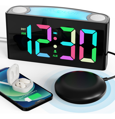 Reloj Despertador 110 Db Para Persona Que Duermen Pesada Rgb