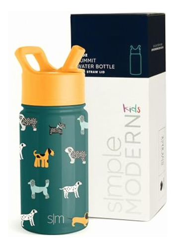 Simple Modern Botella De Agua Para Niños Con Pajita | Vaso Color -dog Days