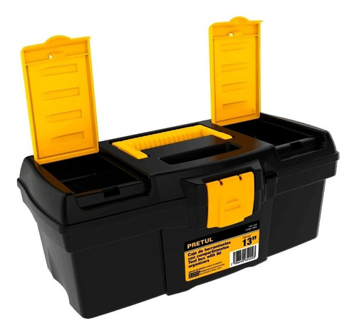 Imagen 2 de 2 de Caja Para Herramienta Con Compartimentos Pretul Chp-13cp Broche Amarillo 13 PuLG Plástico Mv Electronica